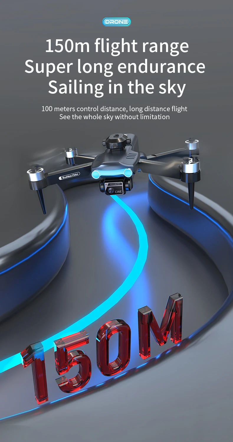 MHD H10 Foldable Brushless Drone 6K HD Dual Camera Optical Flow WiFi Professional Aerial Photography One Key Control Outdoor Toy