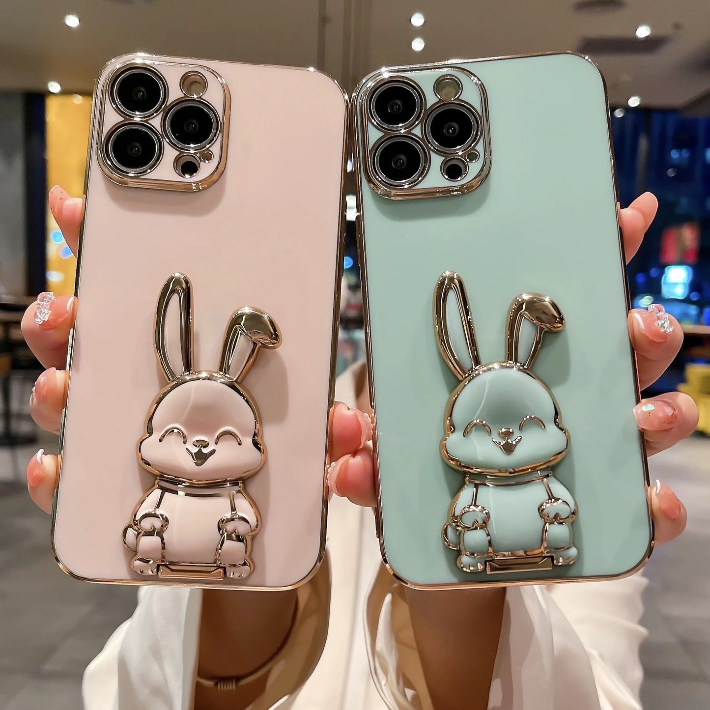 Bunny Finger Ring Holder Mini Pull Rod Phone Stand Universal Phone Fold Lazy Buckle Three-dimensional Back Sticker Pad Bracket