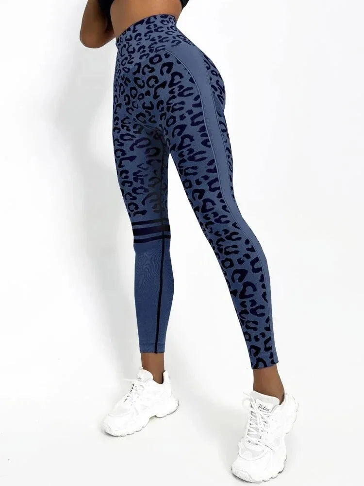 Women's High Waist Seamless Leopard Leggings with Hip Lift