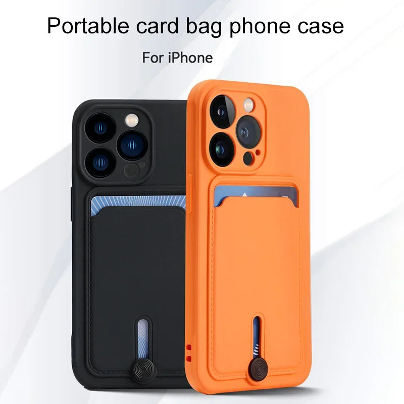 Card Holder Phone Case For iPhone: Soft Cover, Camera Protection, Funda