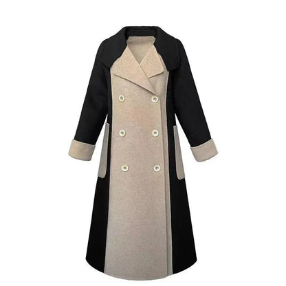 Elegant Long Cashmere Blend Overcoat with Slim Sashes