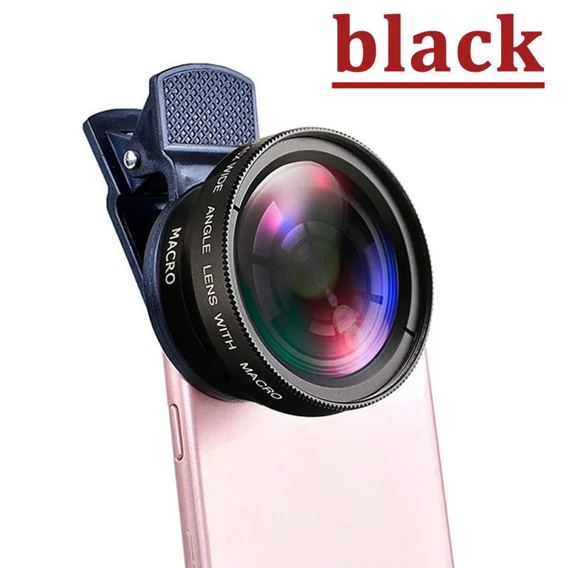 2 IN 1 Lens Universal Clip 37mm Mobile Phone Lens Professional 0.45X 49uv Super Wide-Angle + Macro HD Lens For iPhone Android