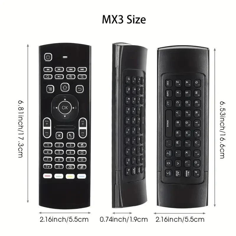 2,4GHz MX3 Air Mouse Trådlös Minitangentbord Fjärrkontroll Med Multimediatangenter För Android TV Box Smart TV PC Linux Windows