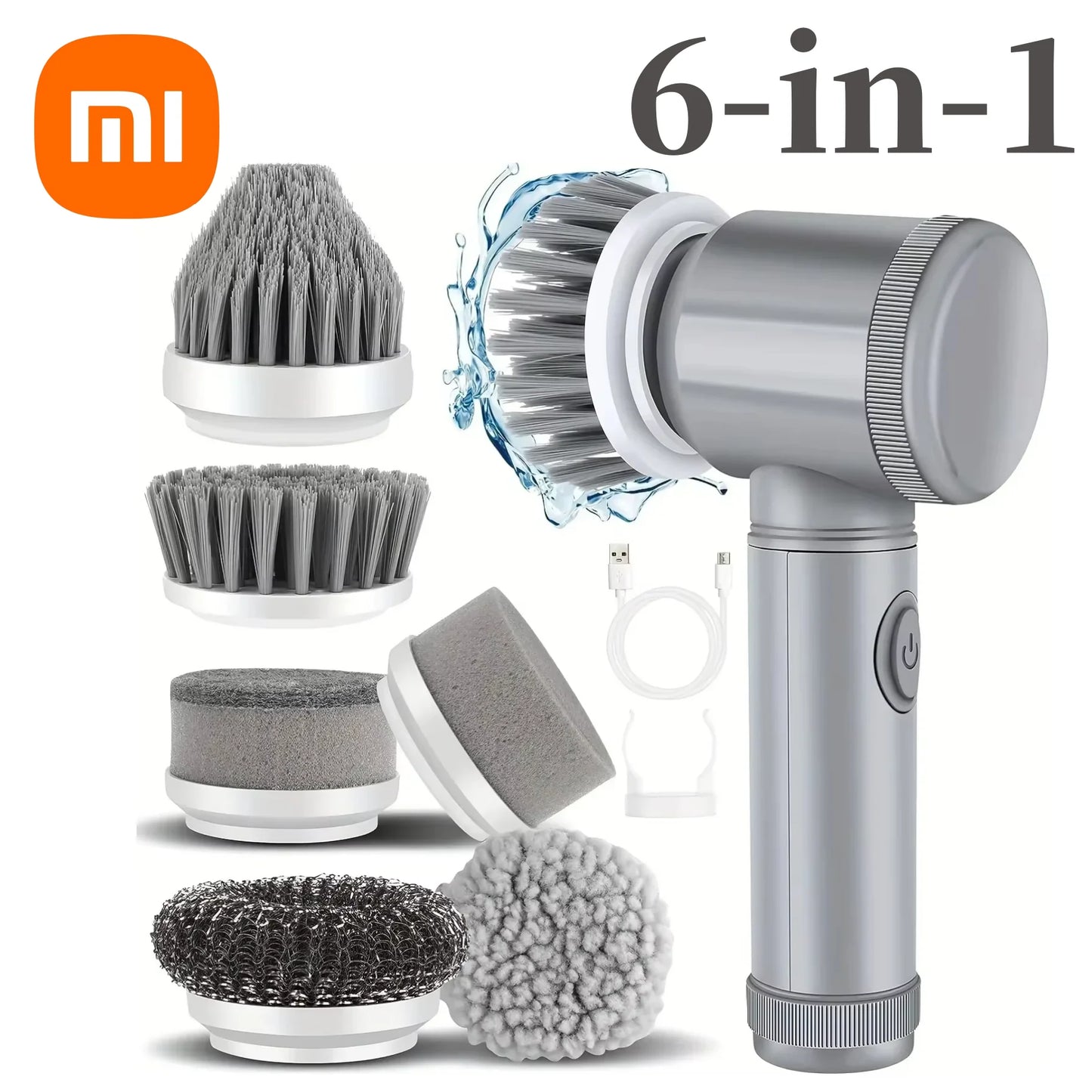 Xiaomi 6-in-1 Electric Cleaning Brush – Wireless Floor Scrubber with Replaceable Brush Heads for Home and Bathroom