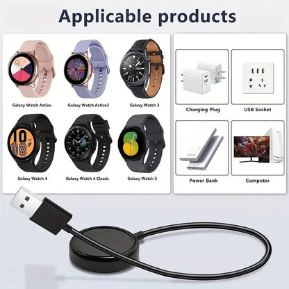 Magnetic Watch Wireless Charger For Samsung Galaxy Watch 8/7/6/5pro/5/4/3 Active 2 Portable USB Cable Fast Charging Dock Station