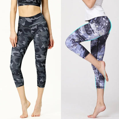 Women's High Waist Flower Yoga Pants Plus Size