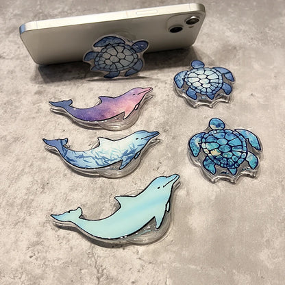 Korean Cute Turtle Dolphin Telefonhållare Griptok Finger Ring Support För iPhone Samsung Fodral Grip Tok Socket Bracket Girl Present