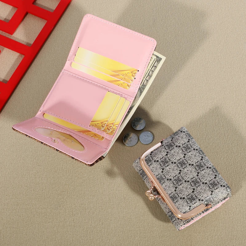 New Women's Wallet with Wrist Strap – Old Flower Design, Large Capacity Coin Clip Bag, Multi-Card Cardholder, Money Clip