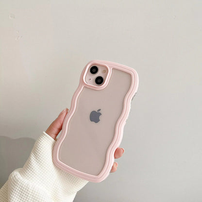 Transparent Curly Wave Shockproof Case for iPhone Models