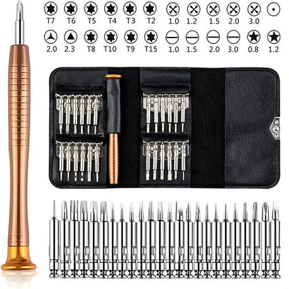 Small Screwdriver Set 25 in 1 Magnetic Screwdriver Bits Torx Precision Bits Repair Tools for Eyeglass Phone Watch Laptop Camera