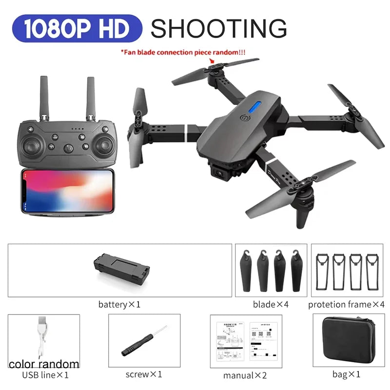 2024 New E88 Pro WIFI FPV Drone Wide Angle HD 4K 1080P Camera Height Hold RC Foldable Quadcopter Dron Helicopter Toys Gift