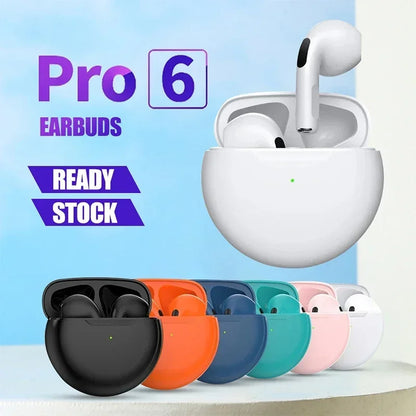 Original Air Pro 6 TWS trådlöst Bluetooth-headset 5.3 hörlurar Minihörlurar med mikrofonladdningsbox för Xiaomi iPhone-hörlurar