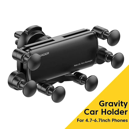 Universal 6-Point Foldable Gravity Car Phone Holder with Air Vent Clip Mount