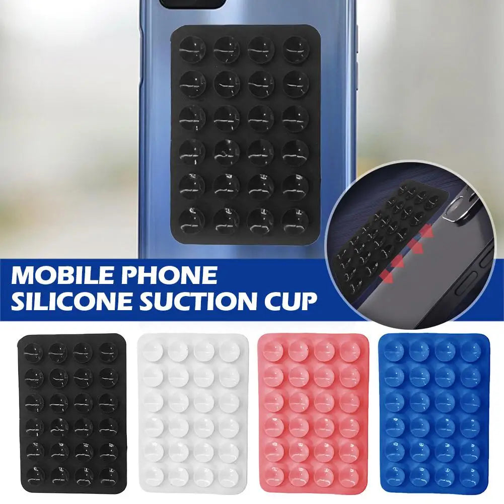 Suction Cup Wall Stand Mat – Multifunctional Silicone Leather Square Phone Case Anti-Slip Holder Mount for 2024