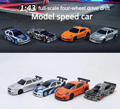 2.4G Höghastighets Drift Rc Bil 1/43 4WD Fjärrkontroll Bil Fyrhjulsdrift Radiostyrd Mini GTR Racing Modell Pojke Leksak Present