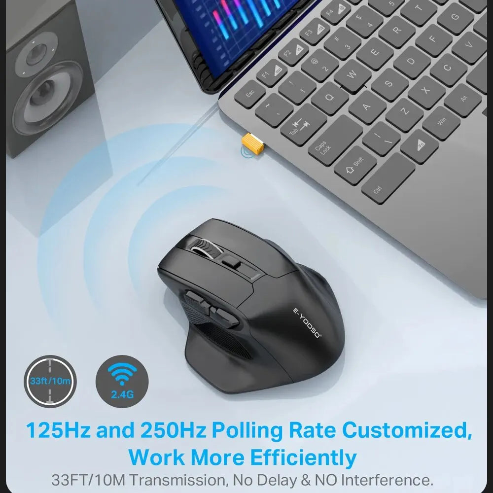 YOOSO X-31 USB 2.4G Wireless Gaming Large Mouse for Big Hands PAW3212 4800 DPI 5 Buttons for Gamer Mice Computer Laptop PC