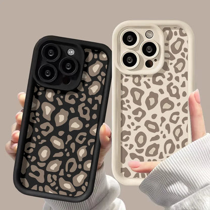 Black & white Phone Case Leopard soft Shell Shockproof For iPhone