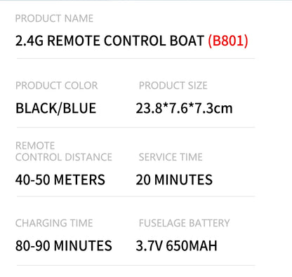 RC High-Speed ​​Boat 10Km/h 2,4G Vattentät fjärrkontrollbåtar Fartygsbåtar Fjärrkontroll Utomhusleksaker för barn Vuxenpresenter