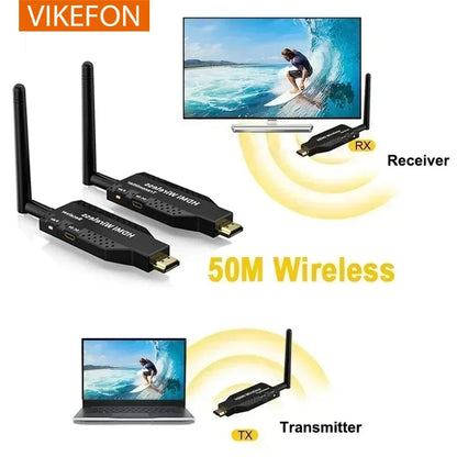 50M 5G 1080P HDMI Wireless Audio Video Transmitter Receiver Extender  for 1 TX-4 RX PS4 Camera Laptop PC to TV Monitor Projector