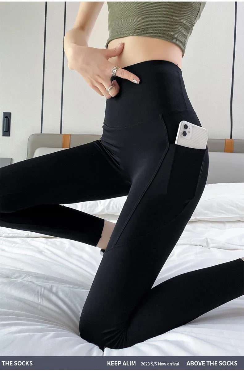 Women's High Waist Mesh Pocket Leggings for Yoga