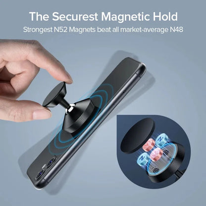 Magnetic Car Phone Holder with Dashboard or Wall Mount for iPhone, Samsung, and Xiaomi