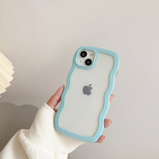 Fashion Transparent Curly Wave Case for iPhone 16 11 12 13 14 15 Pro Max 8 Plus X XR XS Shockproof Bumper Cover Capa Aesthetic