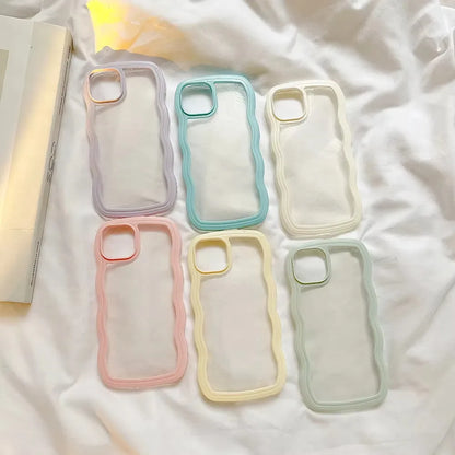 Transparent Curly Wave Shockproof Case for iPhone Models