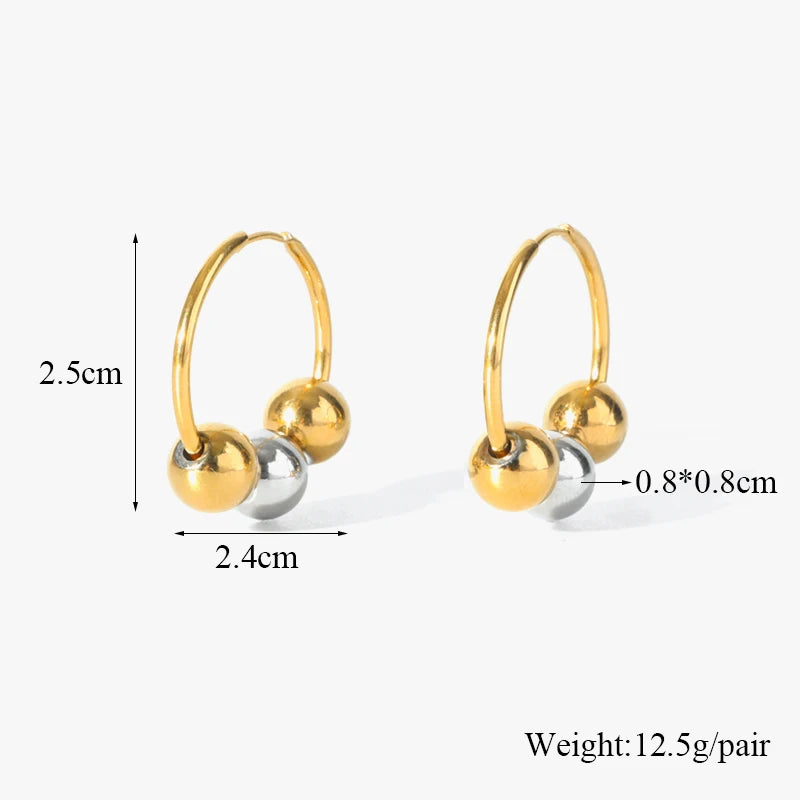 EILIECK 316L Stainless Steel 18K Gold Plated Bead Pendant Necklace Earrings Jewelry Set For Women Waterproof Fashion Jewelry