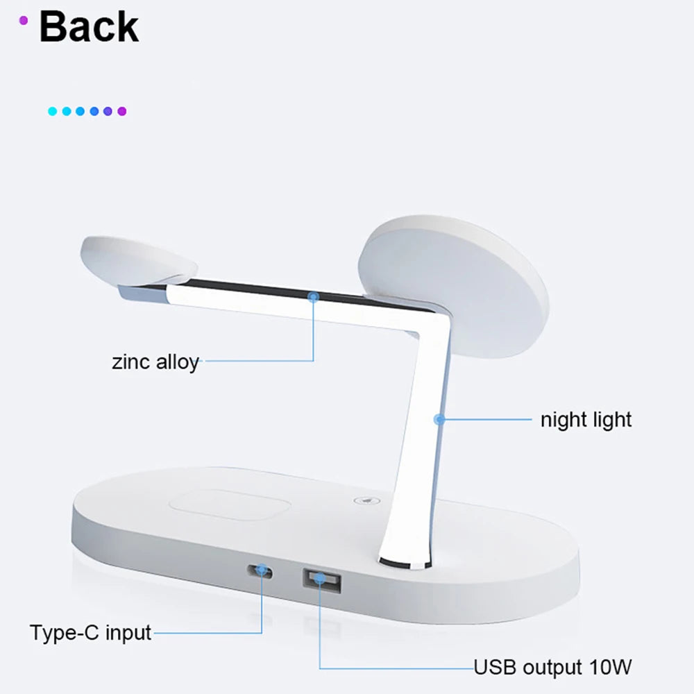 3 i 1 trådlöst laddarställ för iPhone 12 13 14 15 16 Snabbladdningsstation för Apple Watch 10 9 8 7 6 5 4 Airpods 2 3 Pro