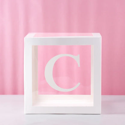 25/27cm Transparent Letter Baby Shower Box Birthday Wedding 1st Birthday Party Decorations Custom Cube Balloon with Letter Box