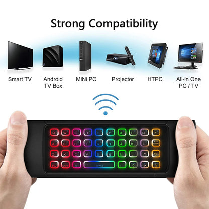 Air Mouse for Android Tv Box, Mini Wireless Keyboard Air Remote Mouse Control with RGB Backlit MX3 Pro IR Learning