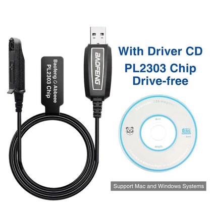 USB Programming Cable With CD for Baofeng UV-5R 82 888S UV-S9PLUS UV-13 16 17 21 Pro Quansheng UV-K5 5R Plus Walkie Talkie Radio