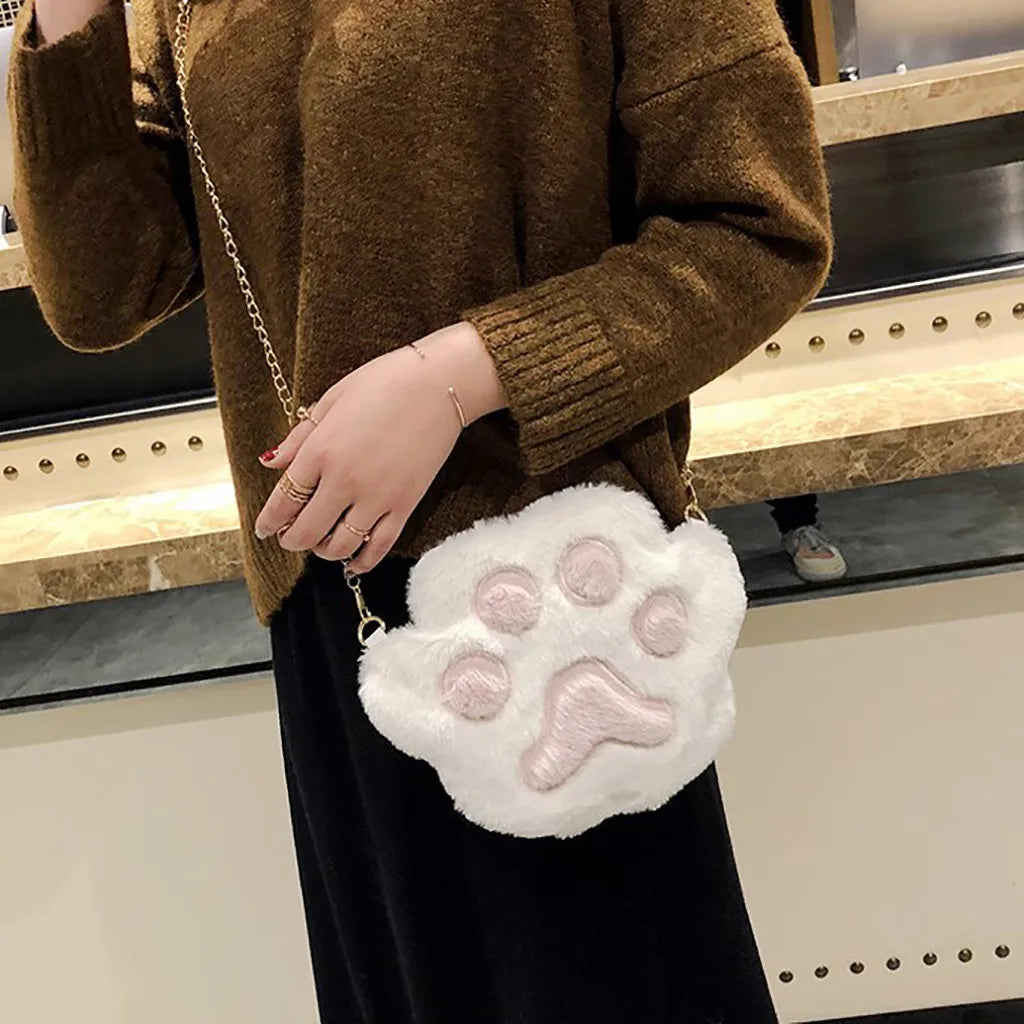 Women's Cartoon Plush Cute Cat Shoulder Messenger Bag – Student Phone Bags, Mochilas Para Mujer, Mochilas Femeninas, Mochila Y2K.