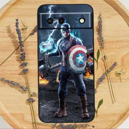 Marvel America Captain Cool Case For Google Pixel: Black Silicon Shockproof Shell Cover