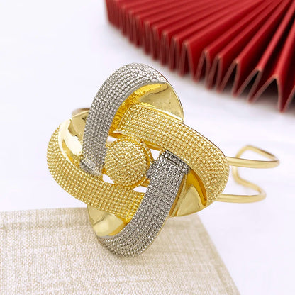 Kvinnor Halsband Örhängen Armband Ring Smycken Set Two Tone Luxury Design 18K guldpläterade Dubai Party Smycken Nigeria Trending