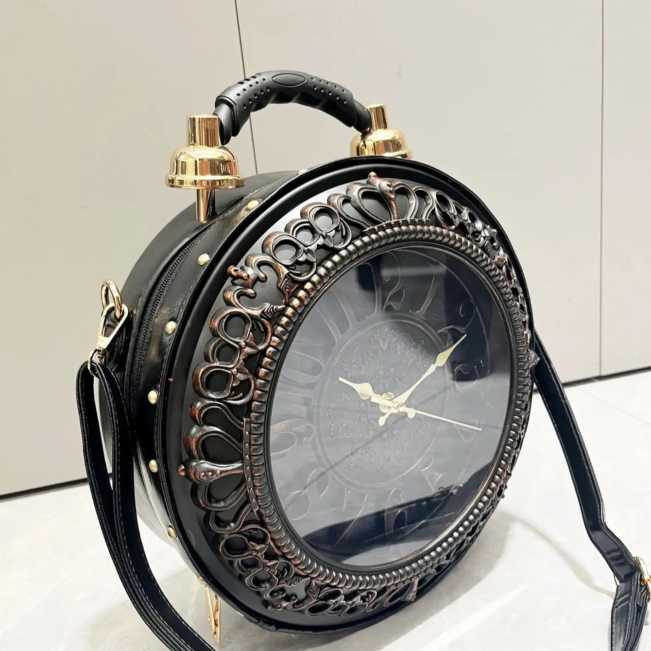 Funny Clock Bag: Luxury Designer, Round, PU Leather