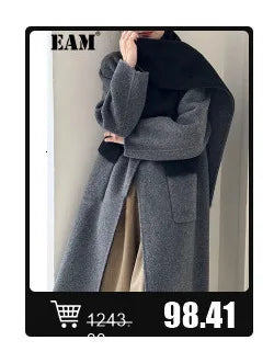 Loose Fit Irregular Button Woolen Coat med Lapel Design