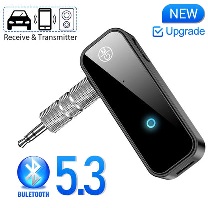 Ny Bluetooth 5.3-sändaremottagare 2 i 1 trådlös adapter 3,5 mm Audio AUX-adapter för bilstereo Musik Aux handsfree-headset