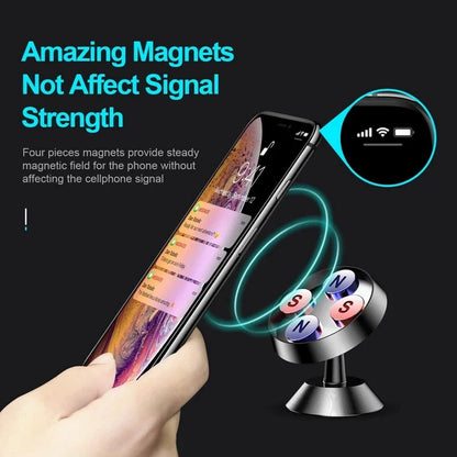 Magnetic Car Phone Holder with Dashboard or Wall Mount for iPhone, Samsung, and Xiaomi