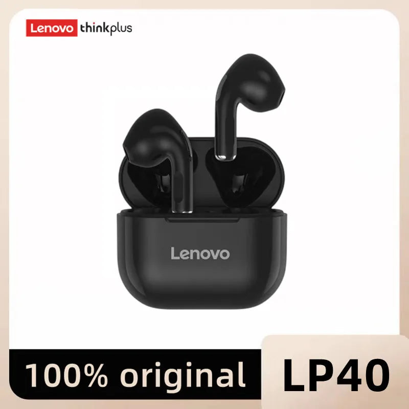 Original Lenovo lp40 Bluetooth-hörlurar 5.0 uppslukande ljud HIFI TWS med mikrofonpekkontroll för lång väntetid Rörelse