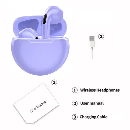 Original Air Pro 6 TWS trådlöst Bluetooth-headset 5.3 hörlurar Minihörlurar med mikrofonladdningsbox för Xiaomi iPhone-hörlurar