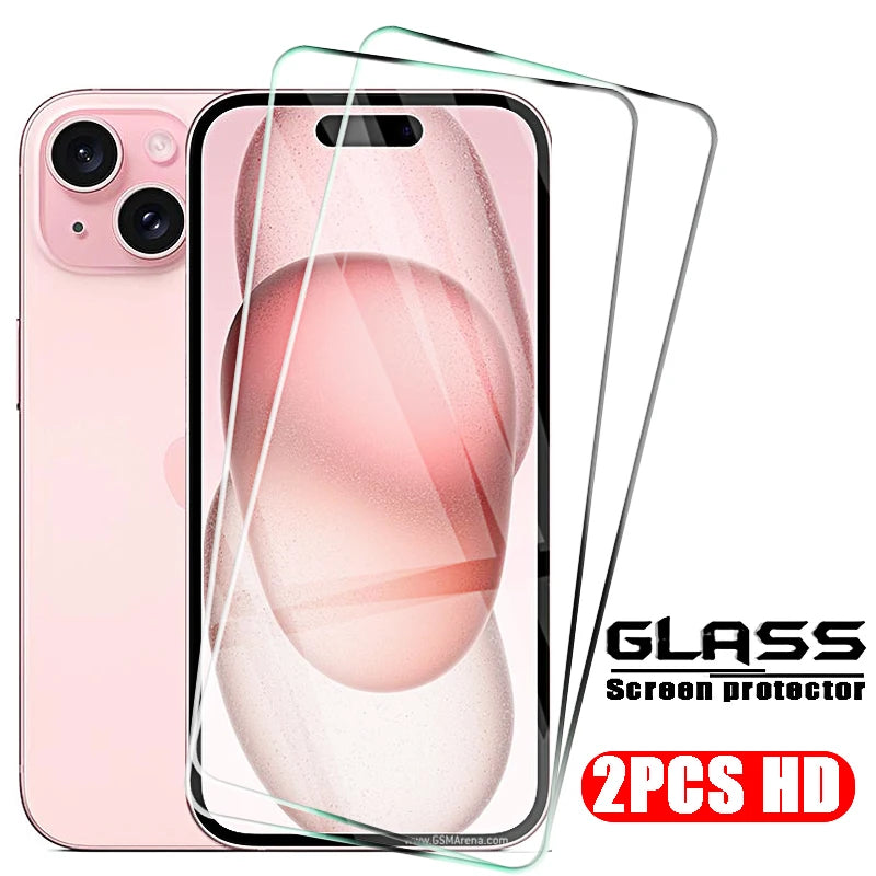 4pcs-HD Screen Protector and Case with Tempered Glass for iPhone Models