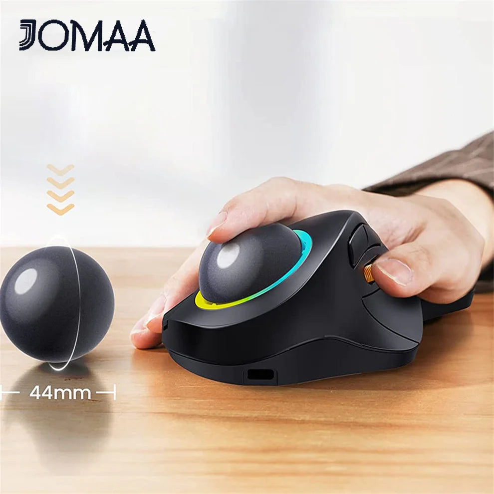 JOA RGB Backlit Wireless Trackball Mouse Wireless 2.4G Rechargeable Ergonomic Rollerball Gaming Mouse for Laptop Mac iPad Game