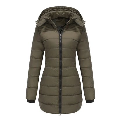 Long Quilted Puffer Jacket for Women in Bold Colors