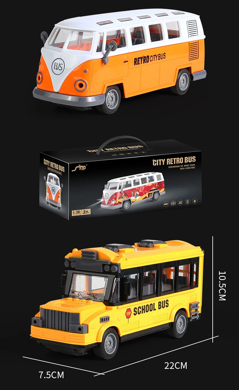 Remote Control Tour Bus – 4CH Double Decker Sightseeing Bus, Simulated Ambulance & School Bus Model, RC Electric Vehicle Toys