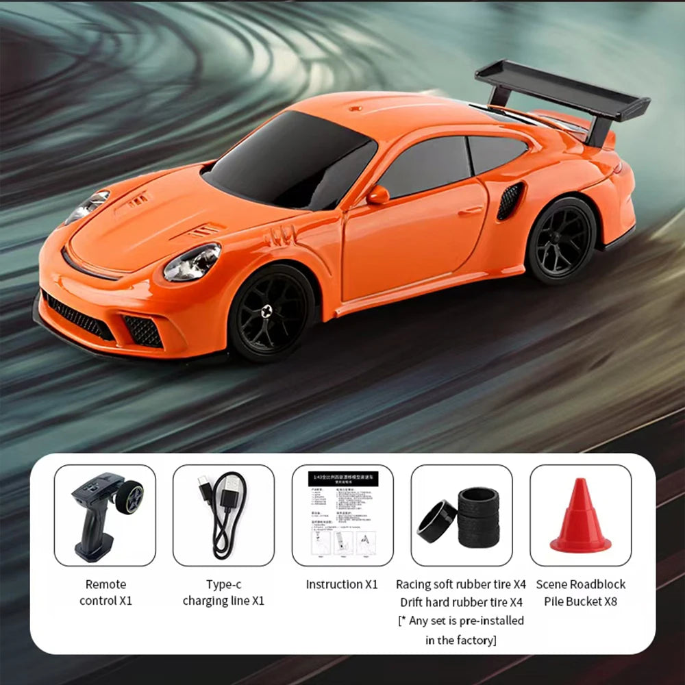 2.4G High speed Drift Rc Car 1/43 4WD Remote Control Car Four Wheel Drive Radio Controlled Mini GTR Racing Model Boy Toy Gift