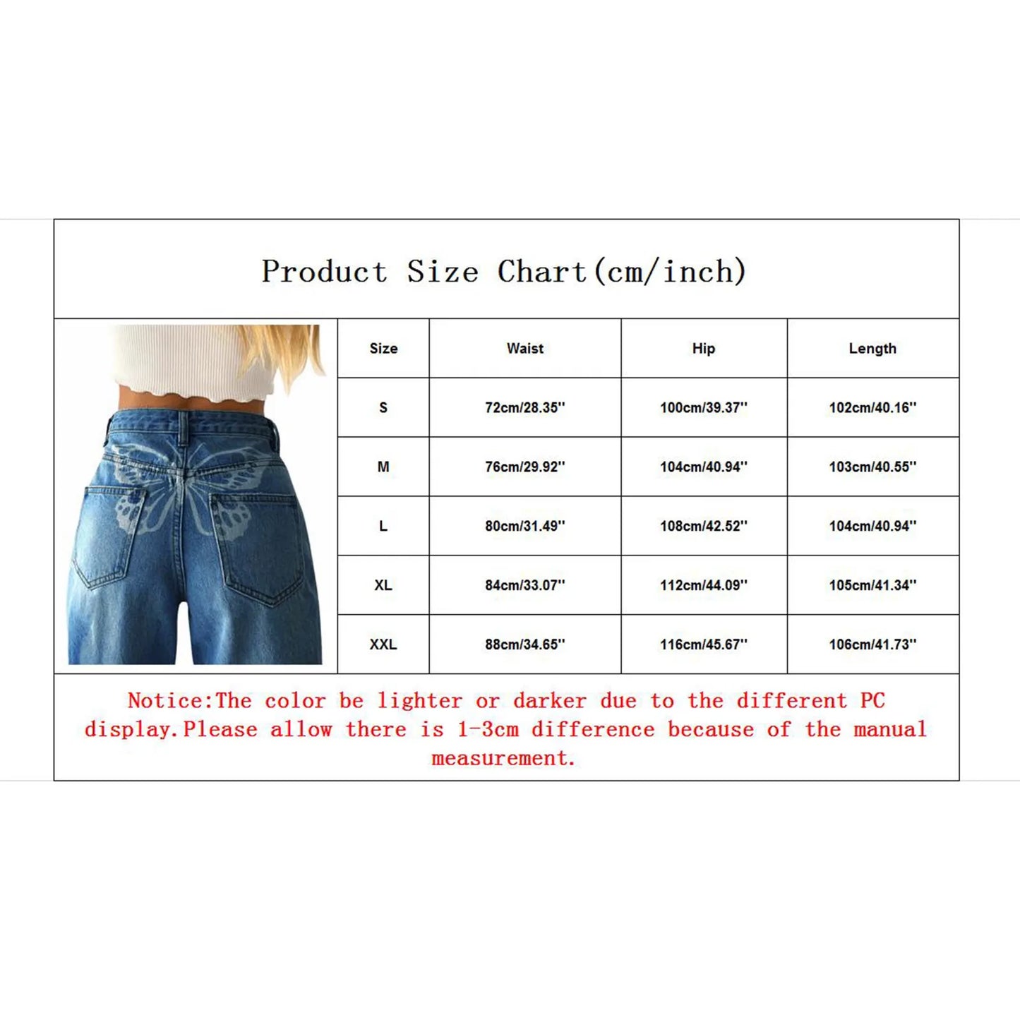 High Waist Wide Leg Denim Pants with Butterfly Design and Streetwear Style