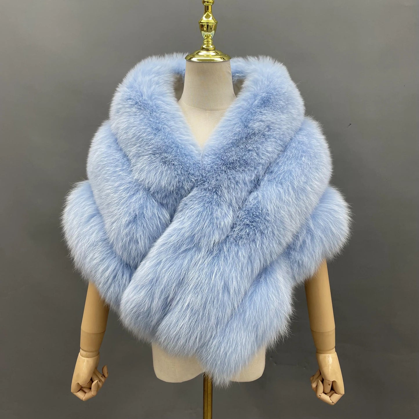 Fluffy Fox Fur Shawl and Poncho for Women