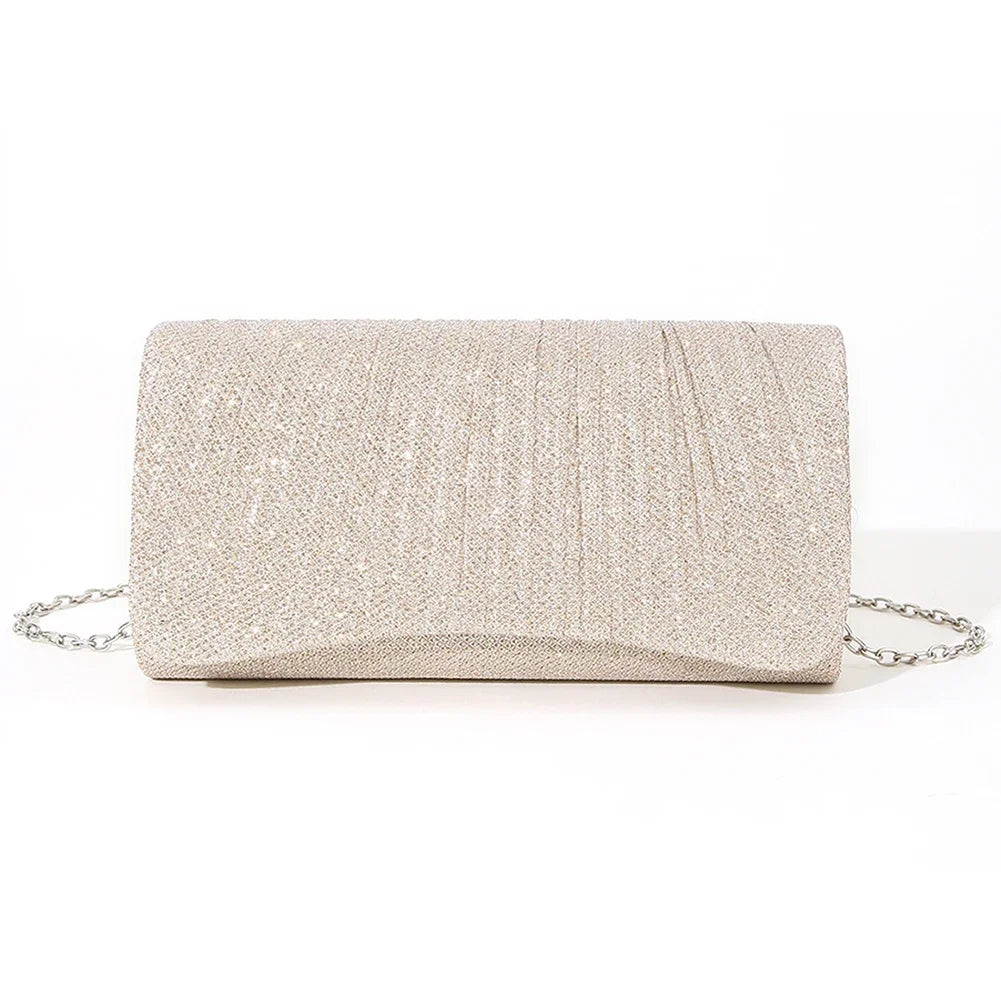 Kvinnor Glänsande Crossbody-väska Elegant glittrande handväska Modekedja Satchelväska Chic Cocktail Bröllopsclutch