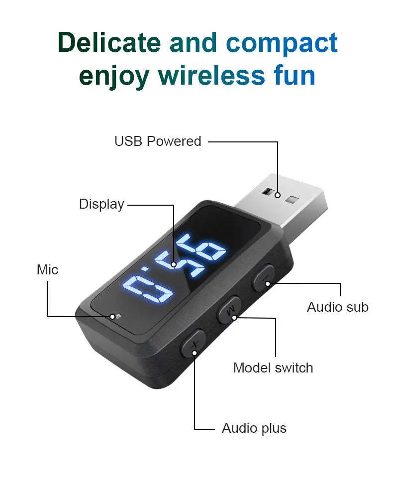 Bil Bluetooth 5.3 Sändare Mottagare Handsfree Ring Mini USB Power Car Kit Auto Stereo Trådlös Ljud Adapter För Bil Fm Radio